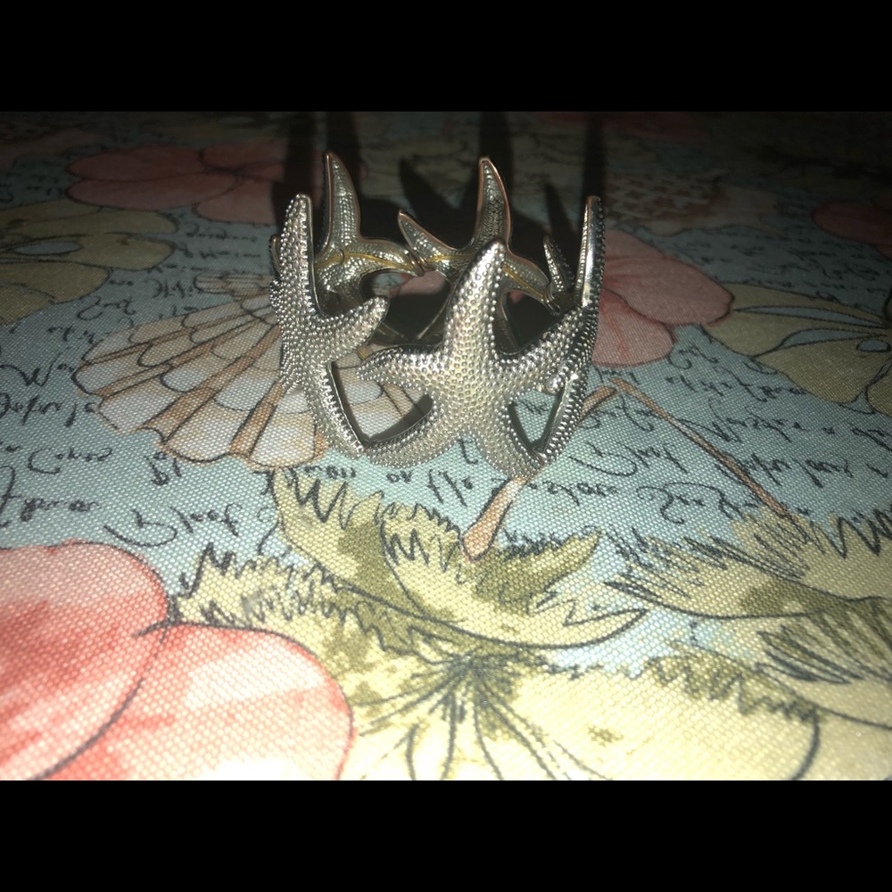 Silver starfish bangle bracelet